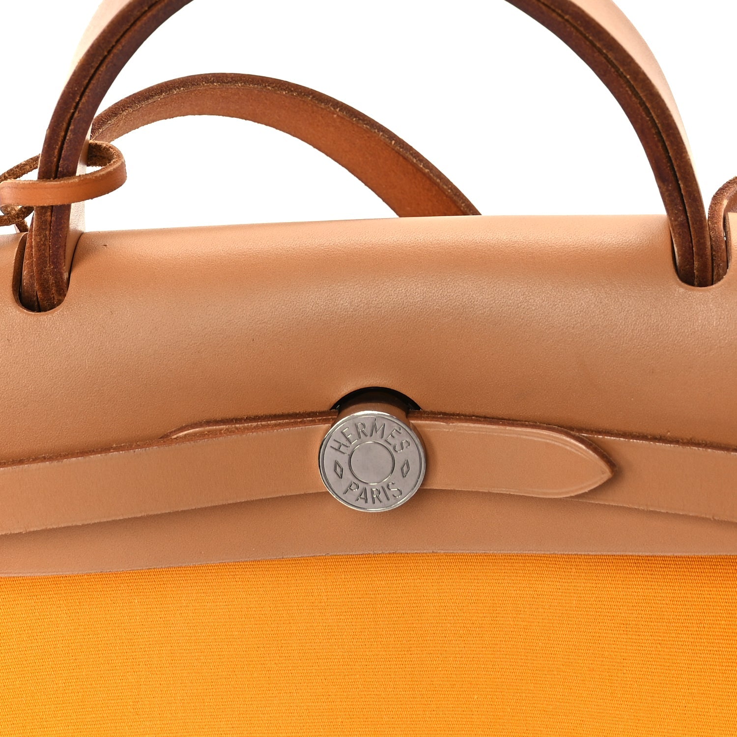 Hermes Toile Officer Vache Hunter Herbag Zip 31 PM Jaune Ambre Natural