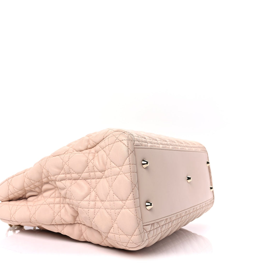 Christian Dior Lambskin Cannage Large Dior Soft Shopping Tote Light Pink