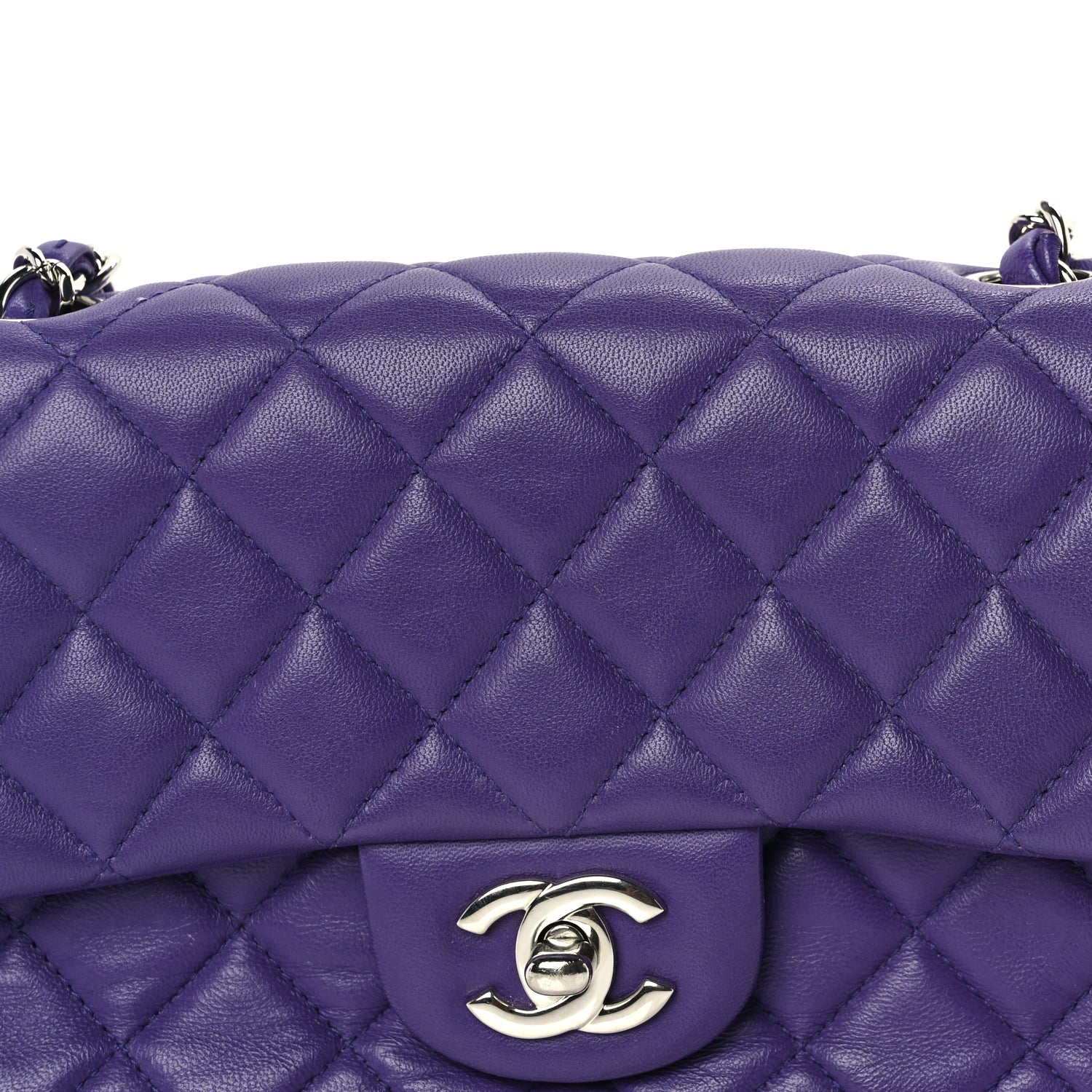 Chanel Lambskin Quilted Mini Rectangular Flap  Purple