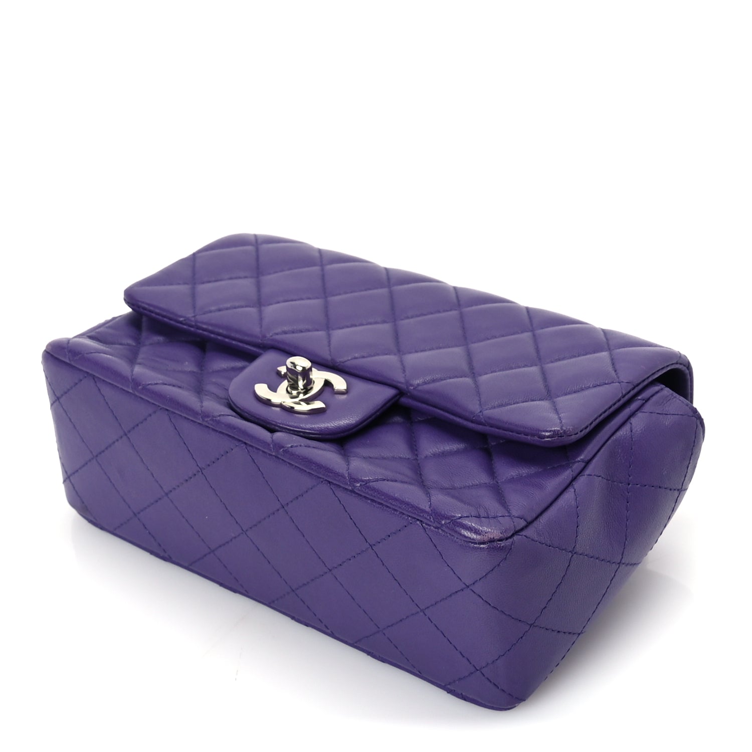 Chanel Lambskin Quilted Mini Rectangular Flap  Purple