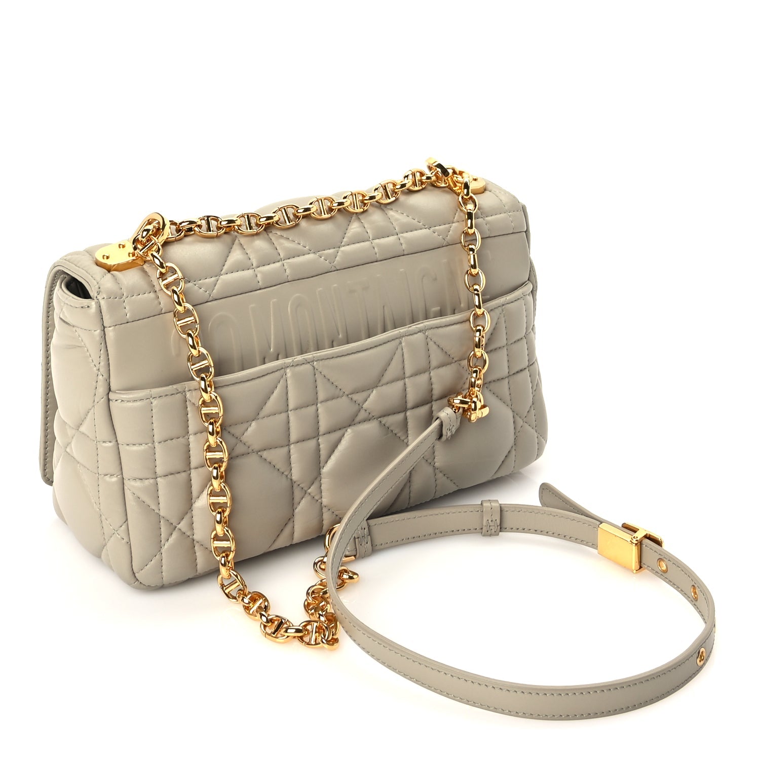 Christian Dior Calfskin Macrocannage Medium Caro Bag  Sand
