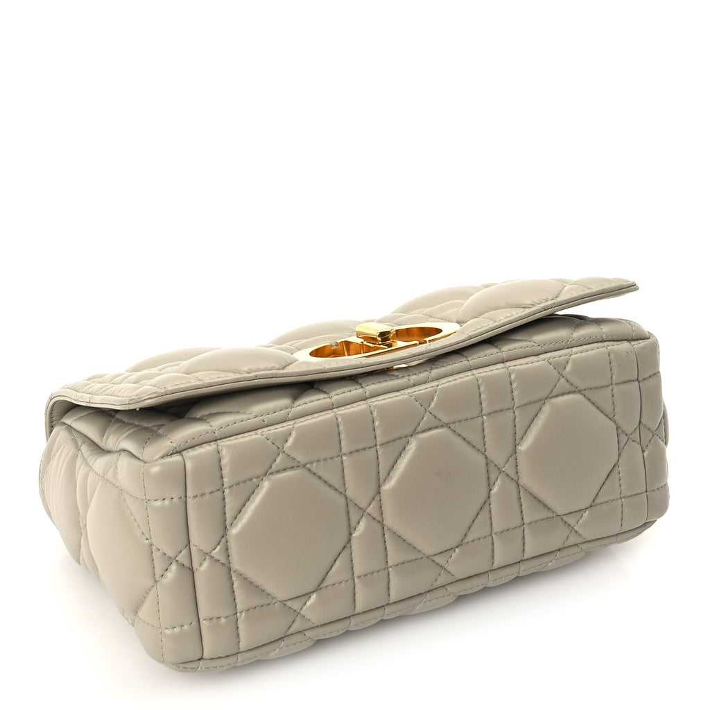 Christian Dior Calfskin Macrocannage Medium Caro Bag  Sand