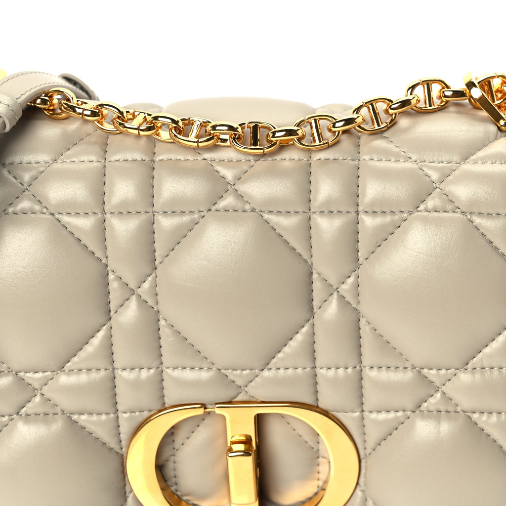 Christian Dior Calfskin Macrocannage Medium Caro Bag  Sand