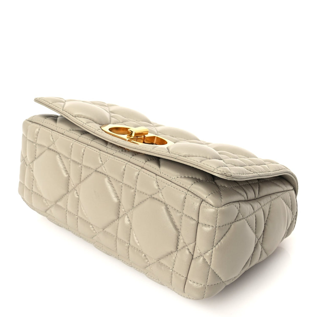 Christian Dior Calfskin Macrocannage Medium Caro Bag  Sand