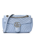 Gucci Calfskin Matelasse Small GG Marmont Shoulder Bag Porcelain Light Blue