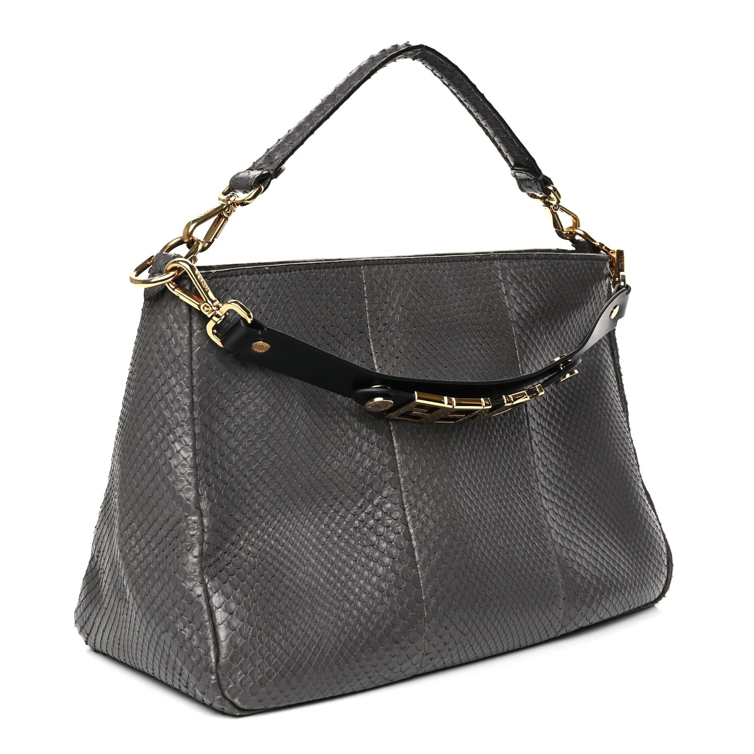 Fendi Snakeskin O'Lock Zipper Black
