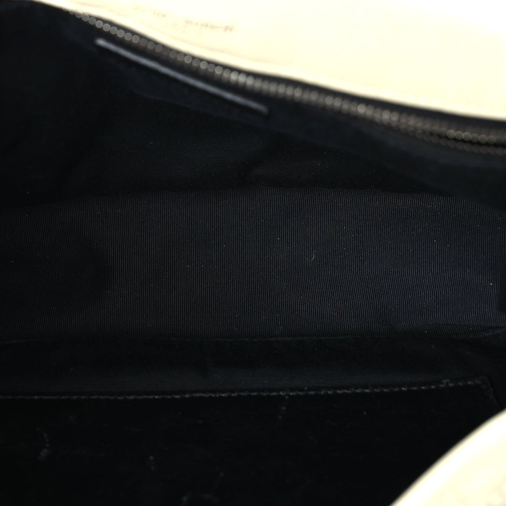 Saint Laurent Crinkled Calfskin Matelasse Monogram Medium Niki Chain Satchel Crema Soft