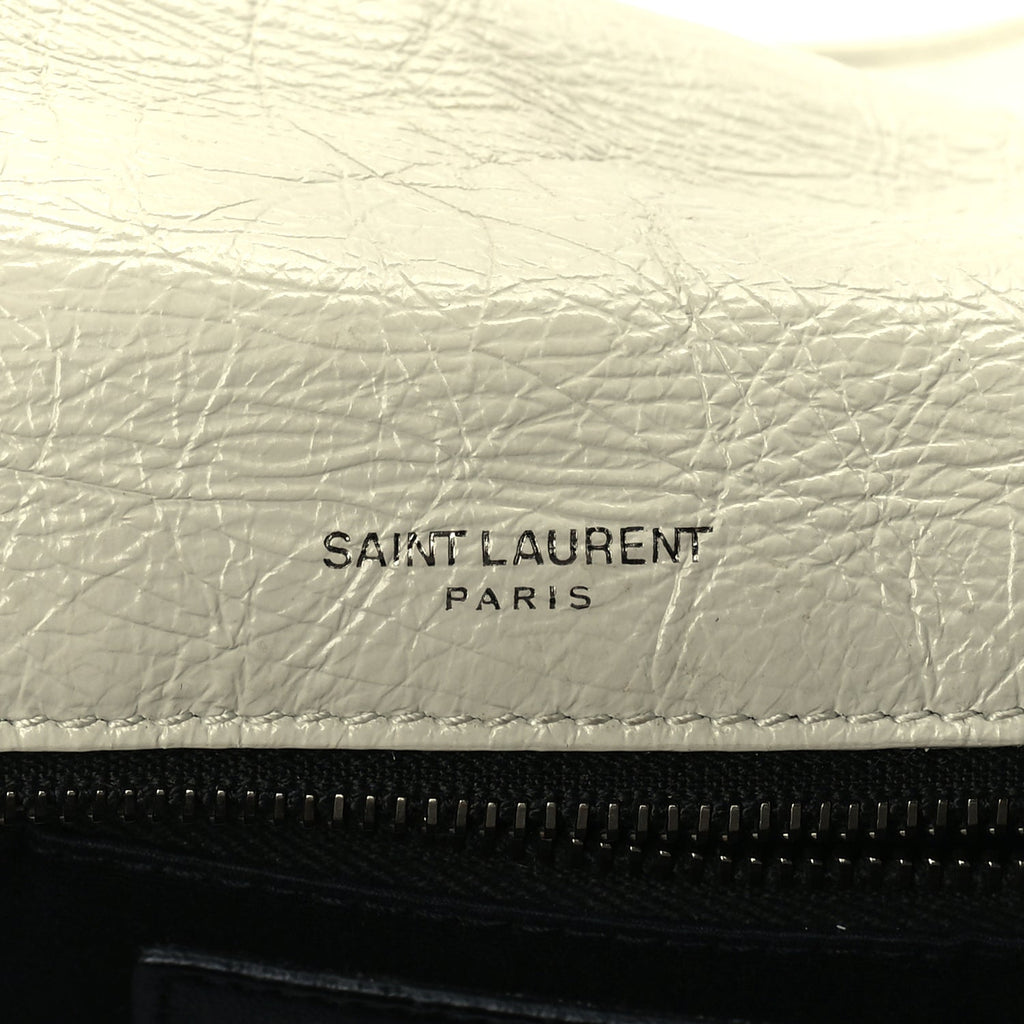 Saint Laurent Crinkled Calfskin Matelasse Monogram Medium Niki Chain Satchel Crema Soft