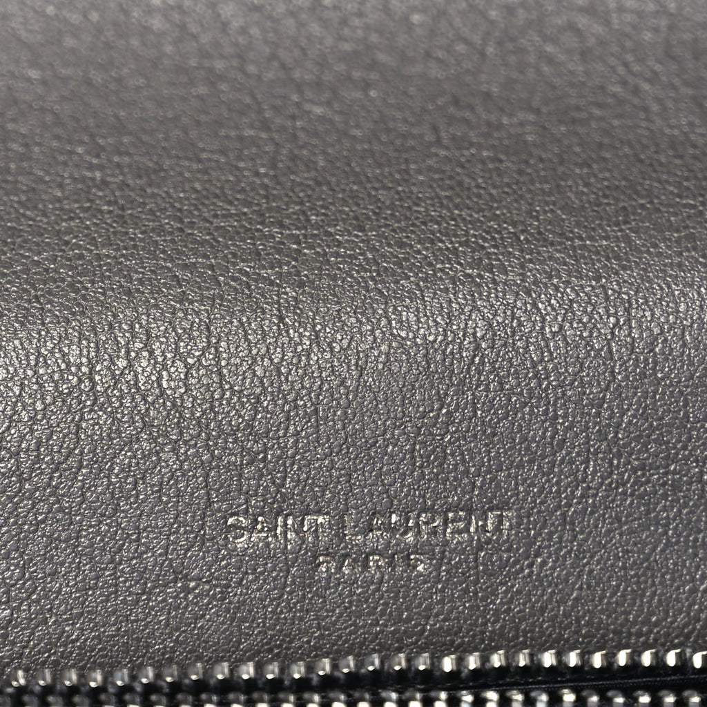 Saint Laurent Sheepskin Matelasse Chevron Monogram Medium College Satchel Dark Anthracite
