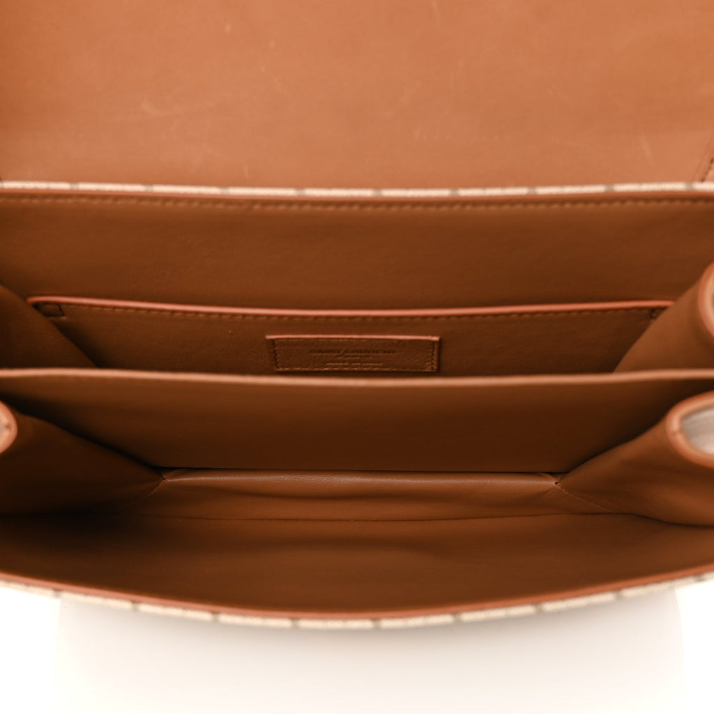 Saint Laurent Canvas All-Over Monogram Small Le Monogramme Satchel Beige Kaki Brown Gold