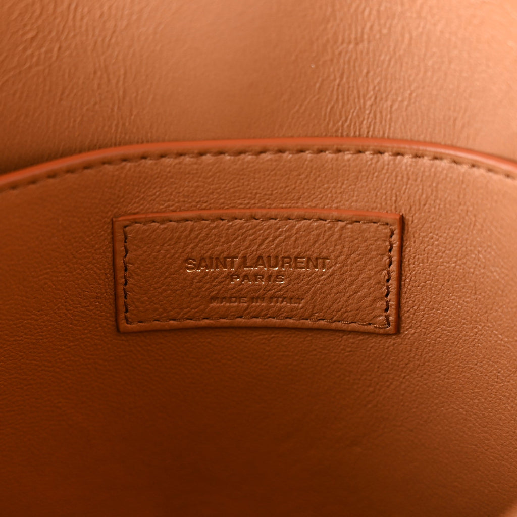 Saint Laurent Canvas All-Over Monogram Small Le Monogramme Satchel Beige Kaki Brown Gold