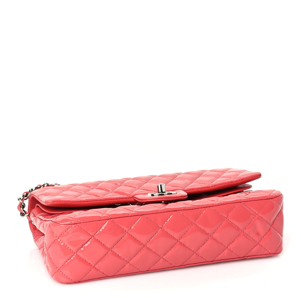 Chanel Patent Quilted Medium Double Flap Dark Pink