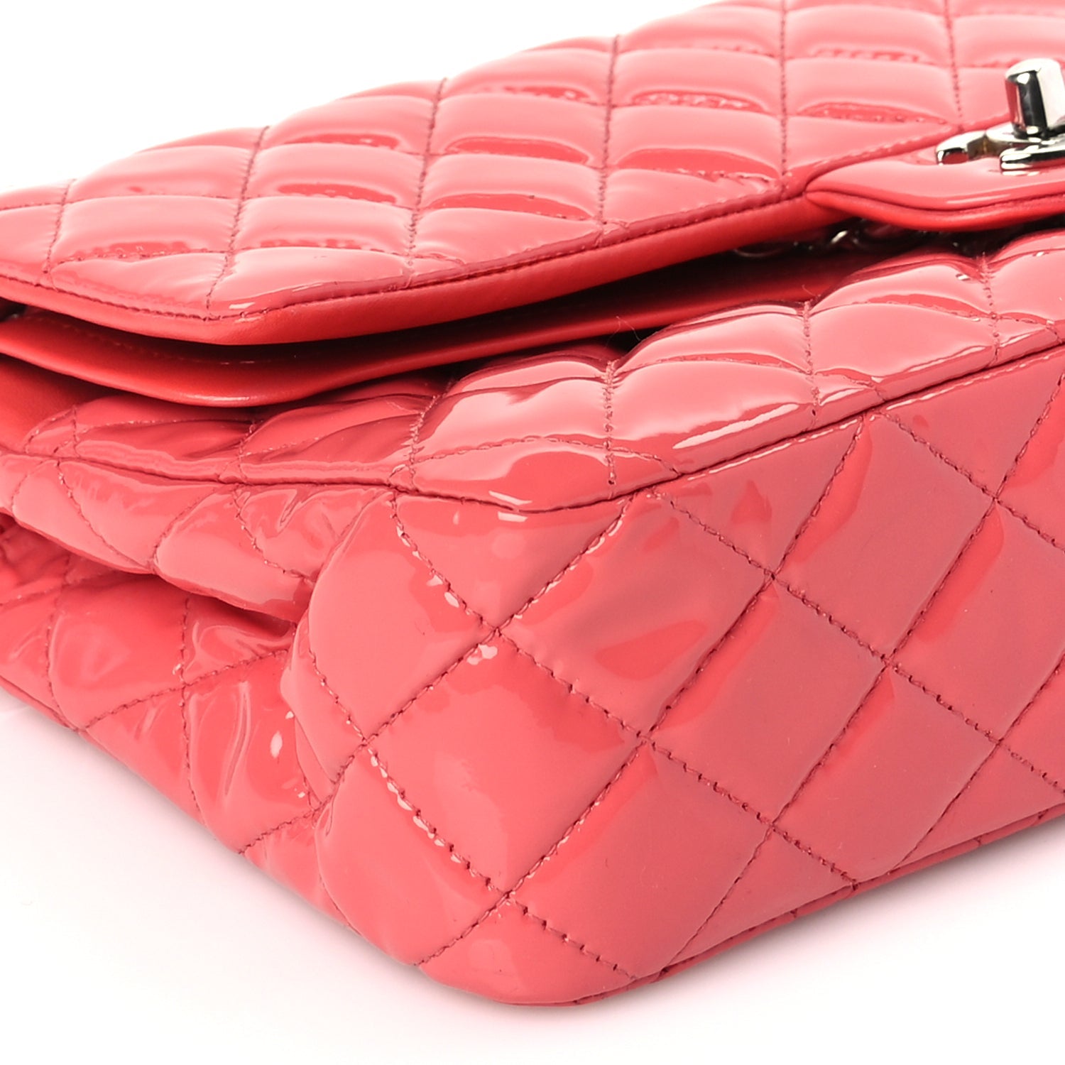 Chanel Patent Quilted Medium Double Flap Dark Pink
