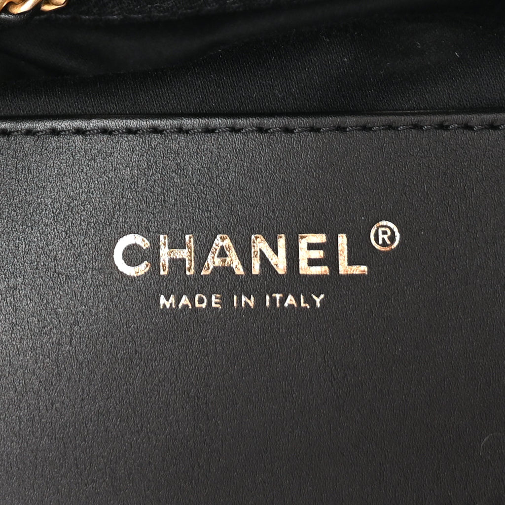 Chanel Washed Denim Quilted Mini Chanel 25 Handbag  Black