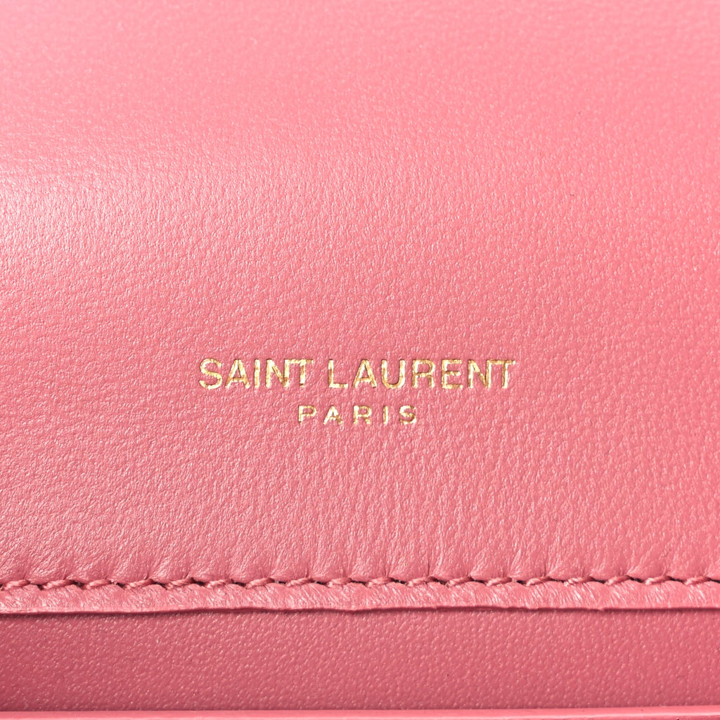 Saint Laurent Satin Small Classic Monogram Kate Tassel Satchel Coral Rose