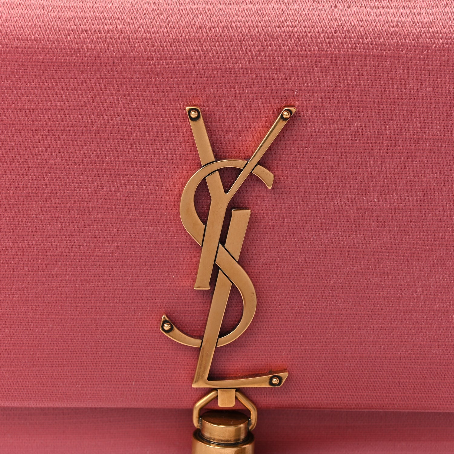 Saint Laurent Satin Small Classic Monogram Kate Tassel Satchel Coral Rose