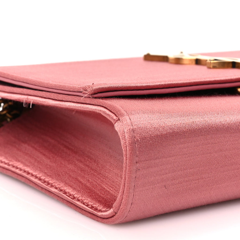 Saint Laurent Satin Small Classic Monogram Kate Tassel Satchel Coral Rose