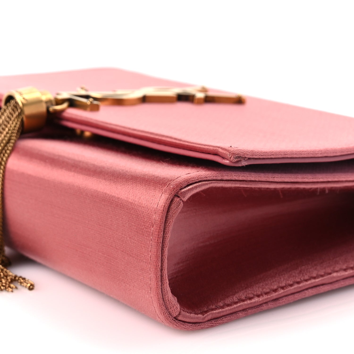 Saint Laurent Satin Small Classic Monogram Kate Tassel Satchel Coral Rose