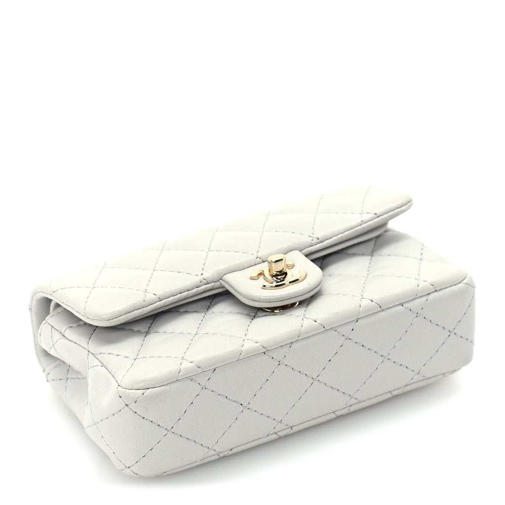 Chanel Lambskin Quilted Mini Flap Bag Charm With Hook  Grey