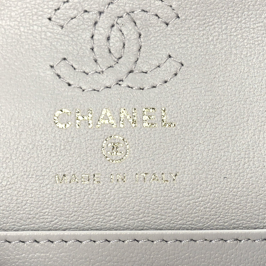 Chanel Lambskin Quilted Mini Flap Bag Charm With Hook  Grey