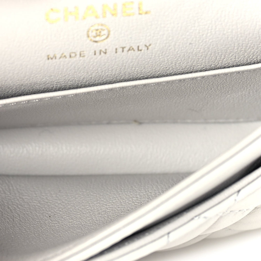 Chanel Lambskin Quilted Mini Flap Bag Charm With Hook  Grey