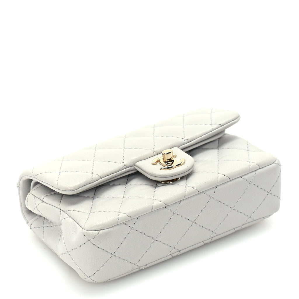 Chanel Lambskin Quilted Mini Flap Bag Charm With Hook  Grey