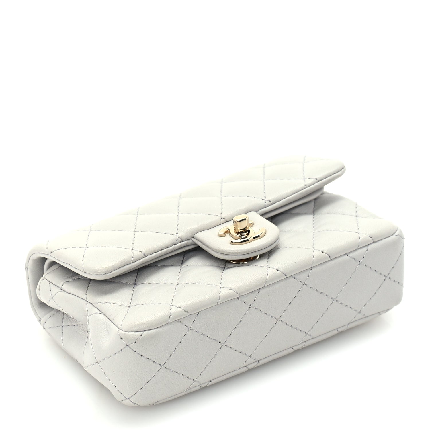 Chanel Lambskin Quilted Mini Flap Bag Charm With Hook  Grey