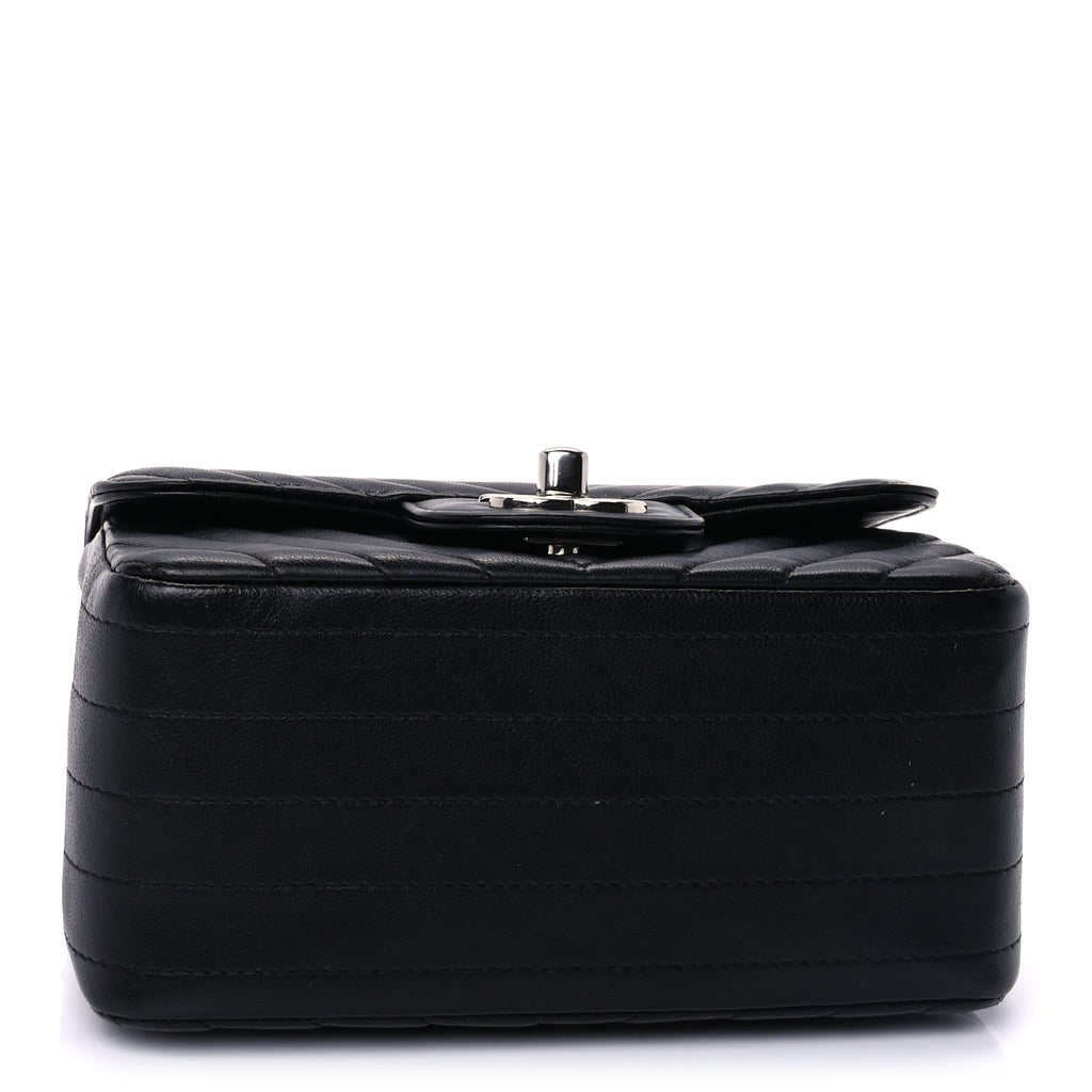 Chanel Lambskin Chevron Quilted Mini Square Flap  Black