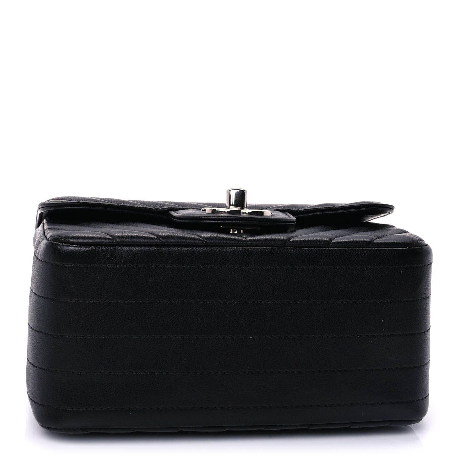 Chanel Lambskin Chevron Quilted Mini Square Flap  Black