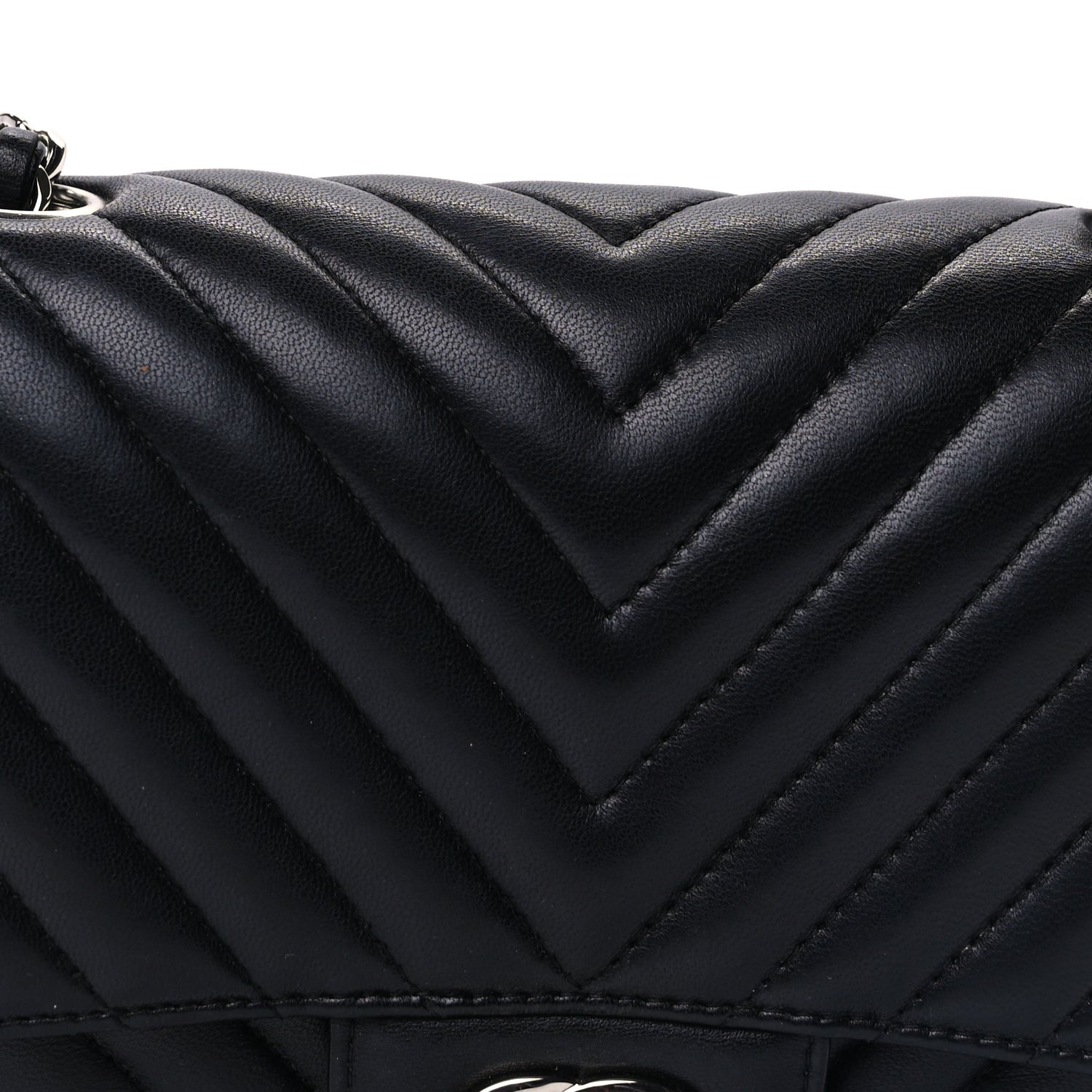 Chanel Lambskin Chevron Quilted Mini Square Flap  Black