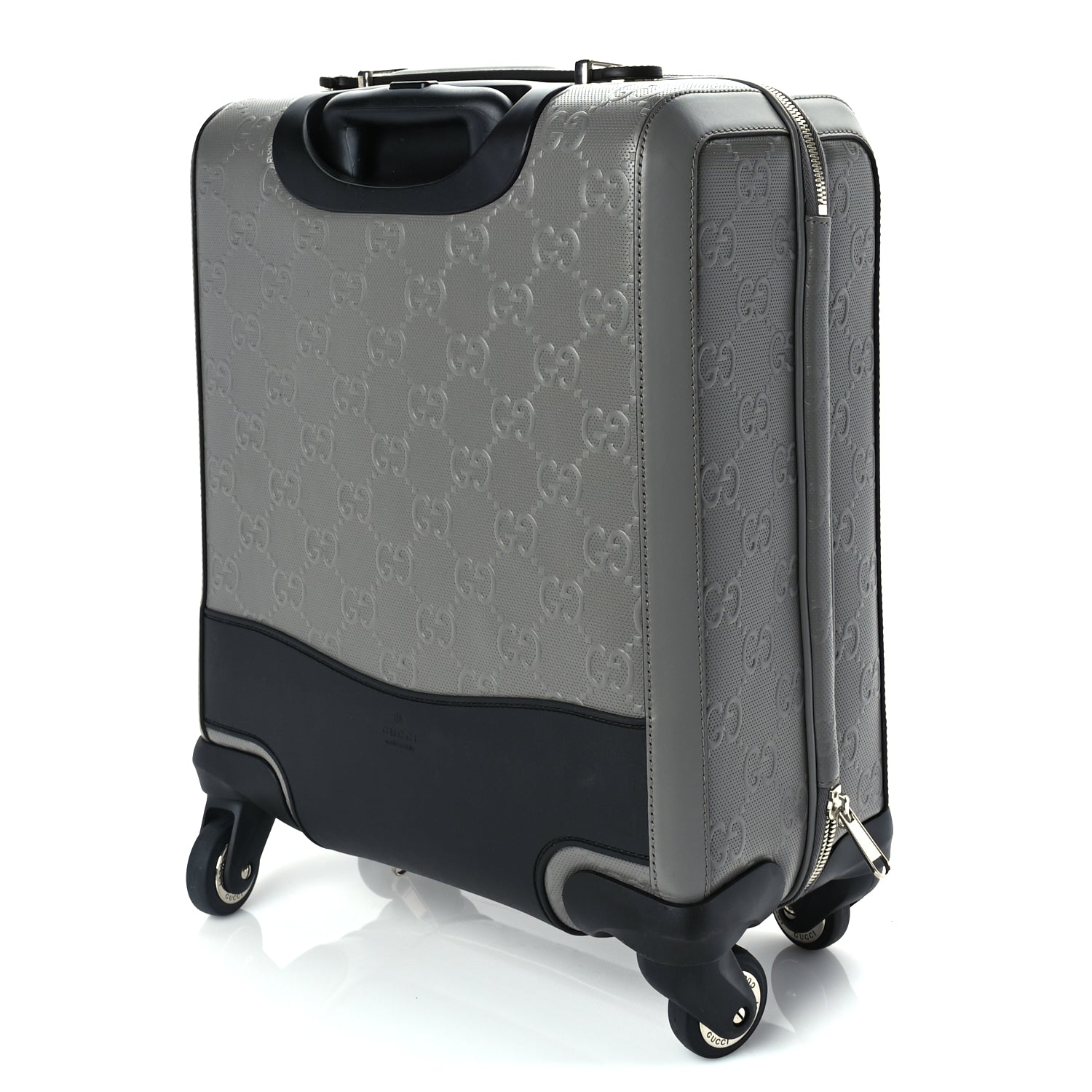 Gucci Monogram Jumbo GG Textured Dollar Calfskin Small Carry On Trolley Grey