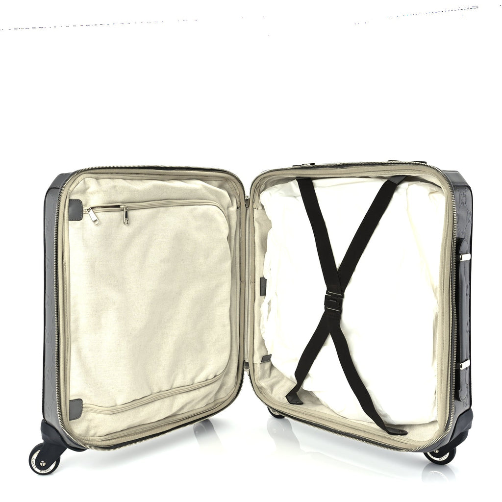 Gucci Monogram Jumbo GG Textured Dollar Calfskin Small Carry On Trolley Grey