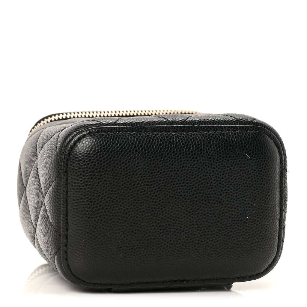 Chanel Caviar Quilted Mini Vanity Case With Chain  Black
