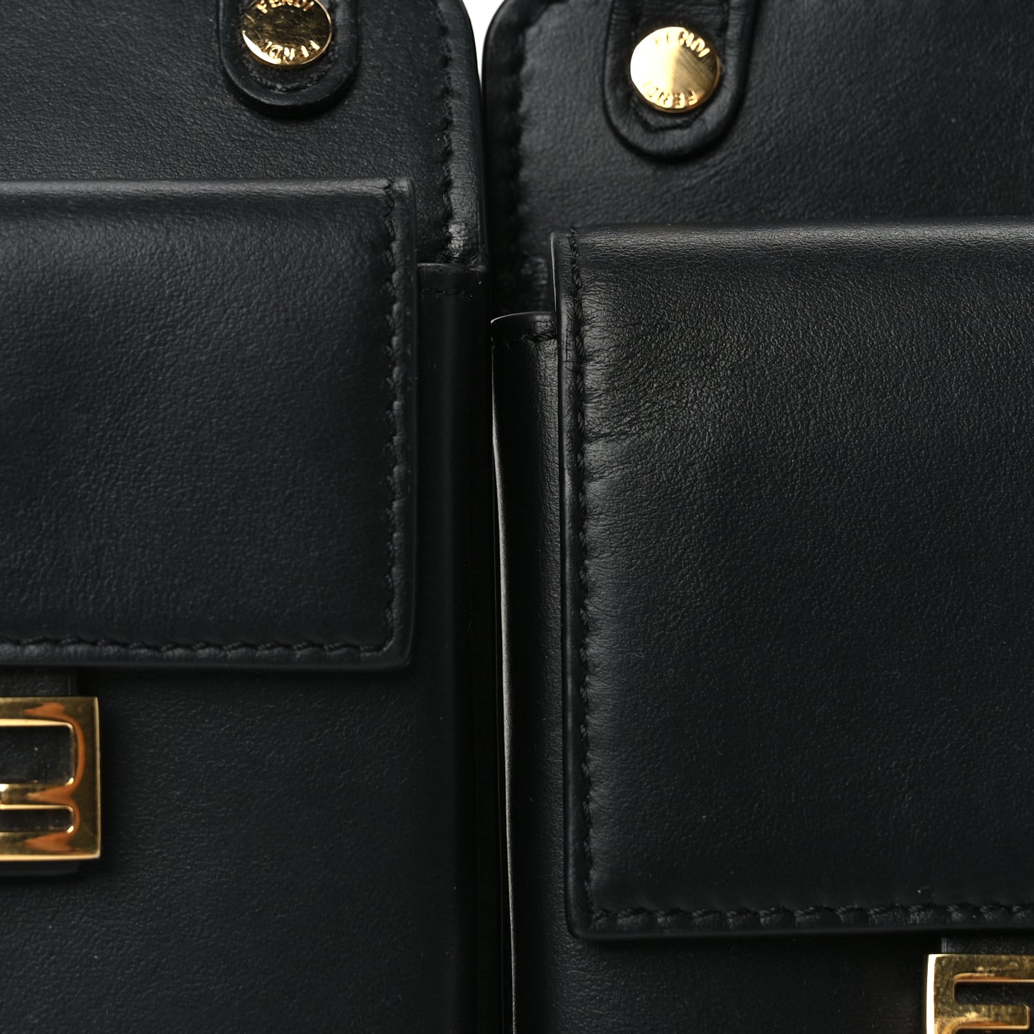 Fendi Calfskin Multi Pocket Belt  Black