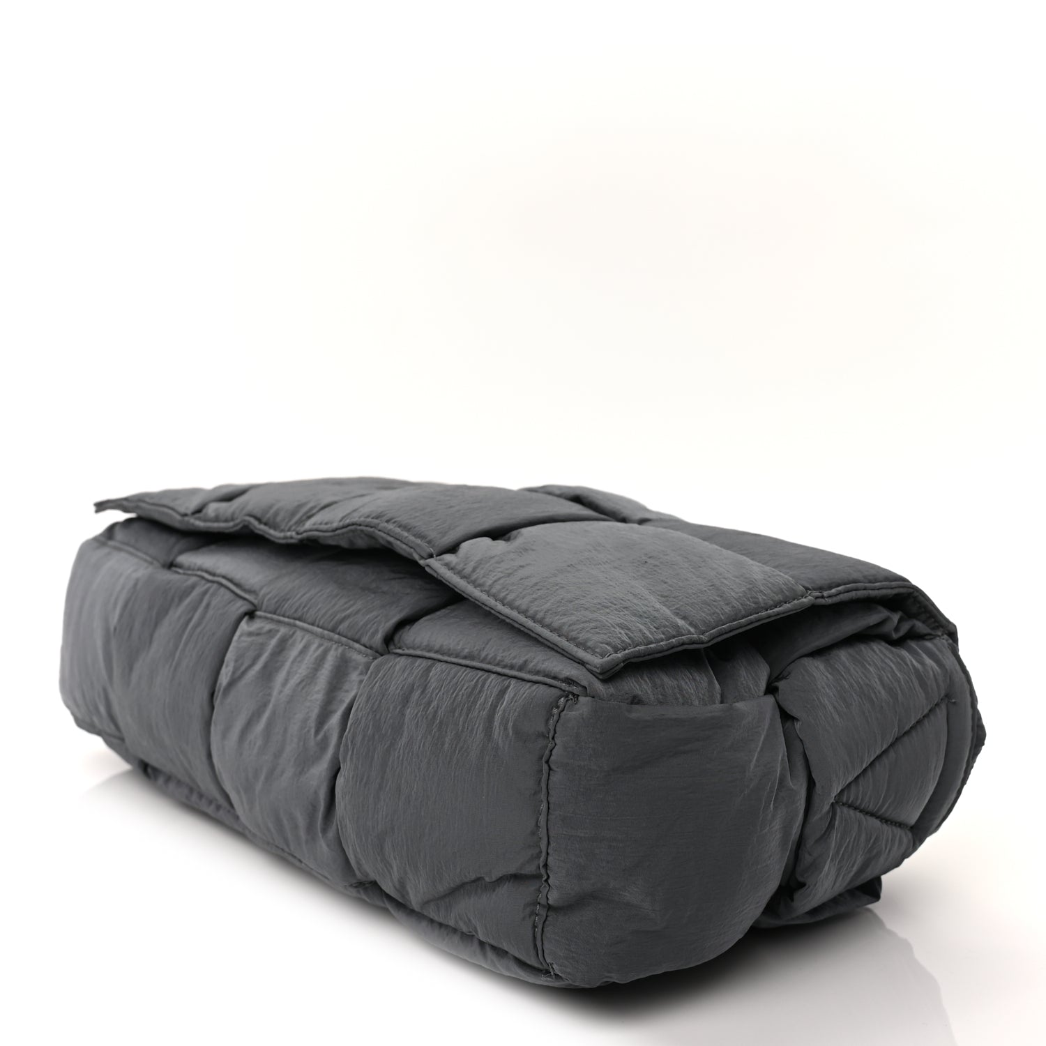 Bottega Veneta Nylon Intrecciato Padded Tech Cassette Bag Dark Grey