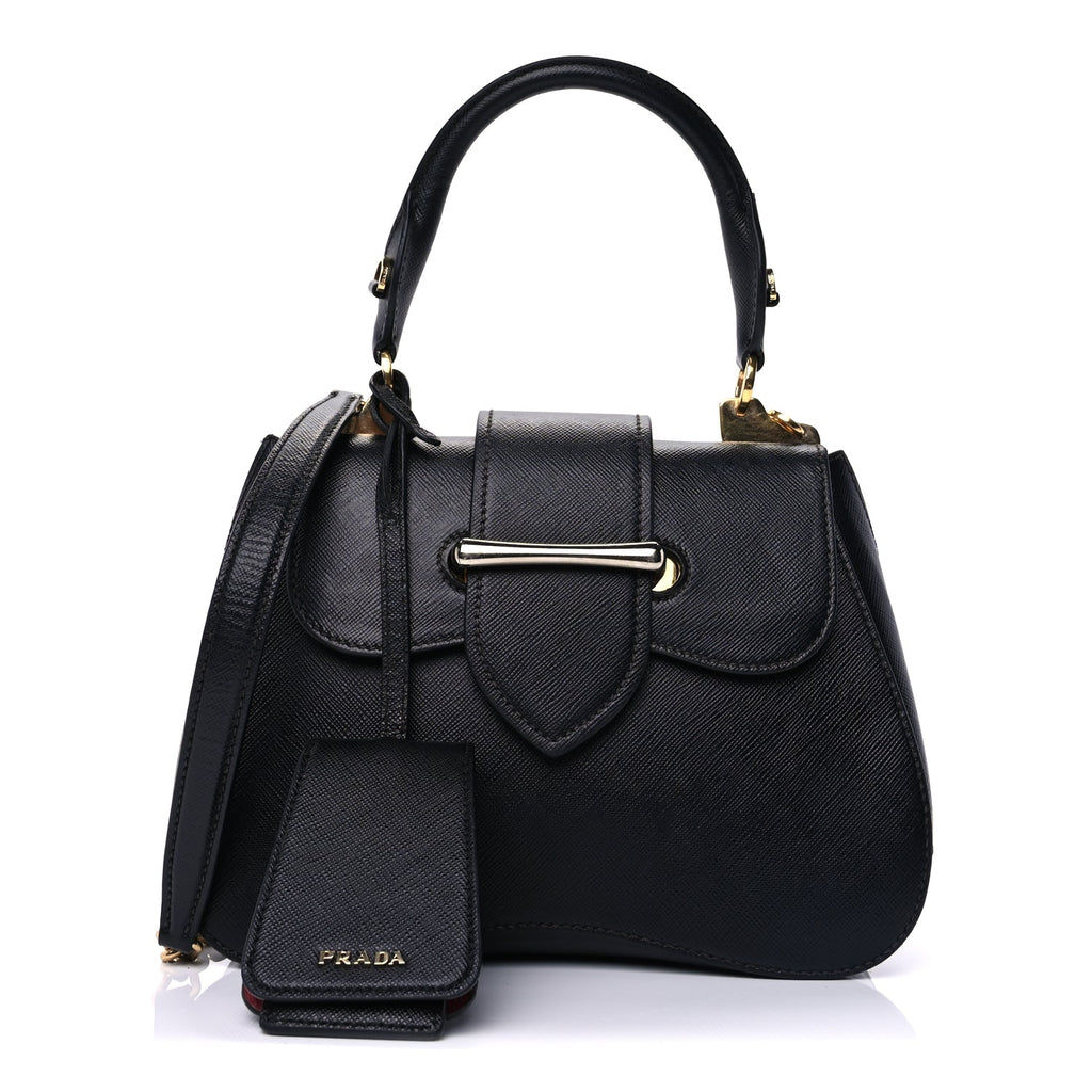 Prada Saffiano Lux Sidonie Top Handle Bag Black