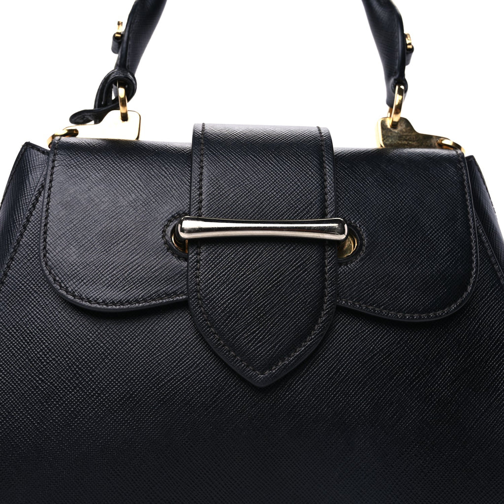 Prada Saffiano Lux Sidonie Top Handle Bag Black