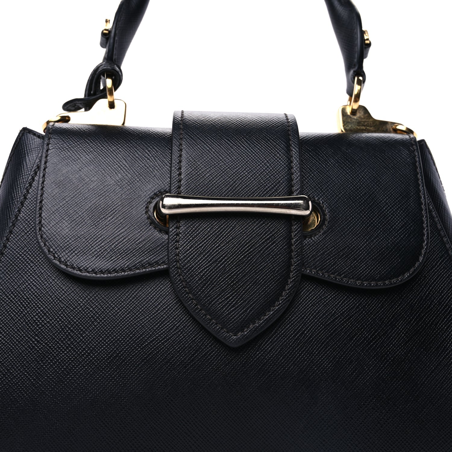 Prada Saffiano Lux Sidonie Top Handle Bag Black