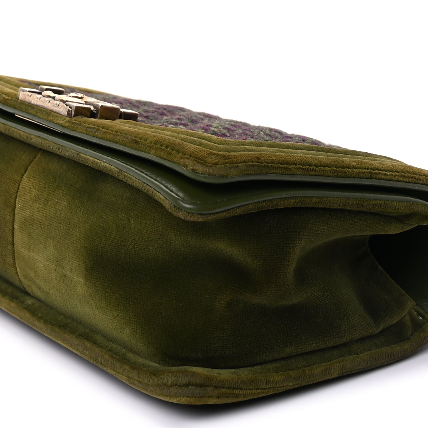 Chanel Velvet Tweed Medium Boy Flap Green