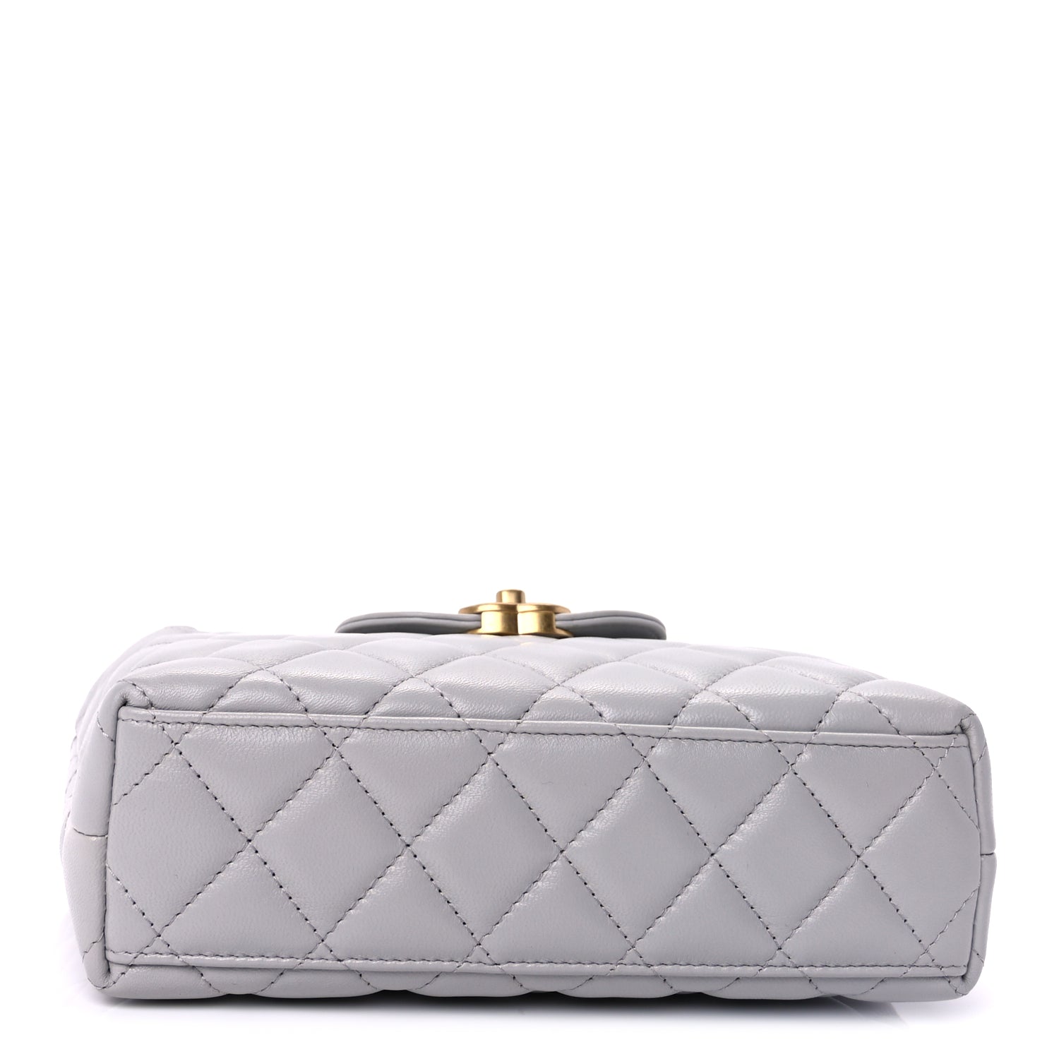 Chanel Shiny Aged Calfskin Quilted Nano Kelly Shopper  Light Grey