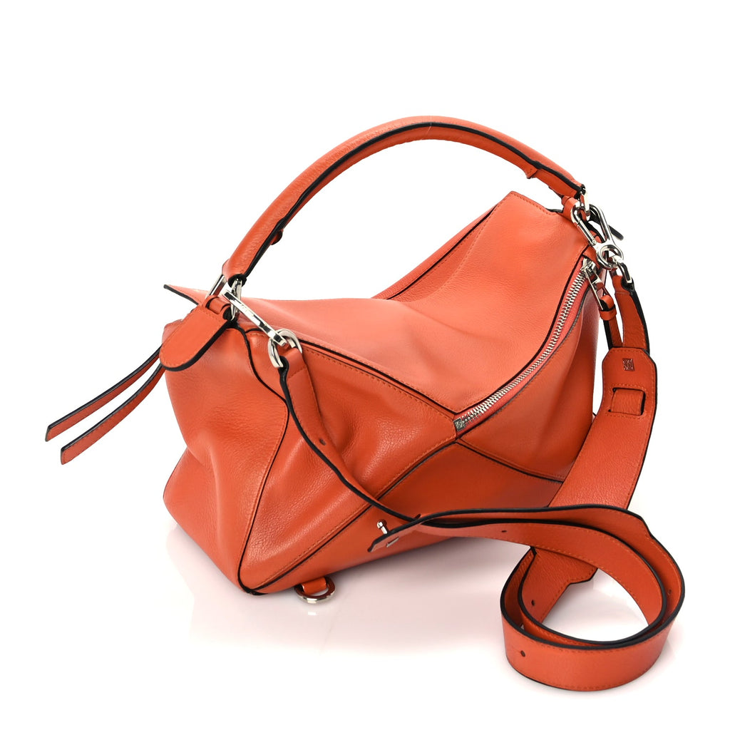 Loewe Calfskin Medium Puzzle Bag Orange