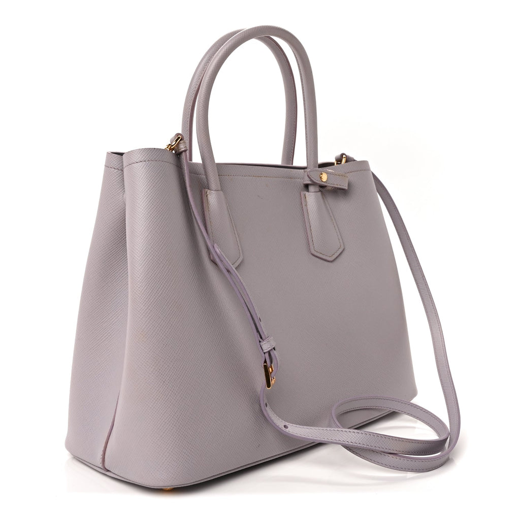 Prada Saffiano Cuir Small Double Bag Glicine