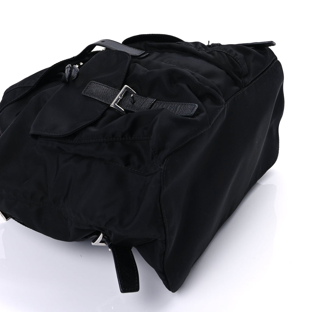 Prada Tessuto Nylon Saffiano Vela Medium Backpack  Black