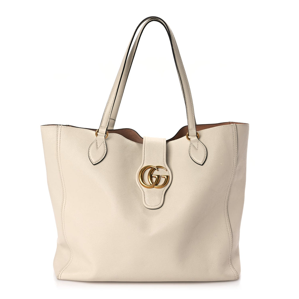 Gucci New Sakai Calfskin Lux Medium Dahlia Tote  Mystic White