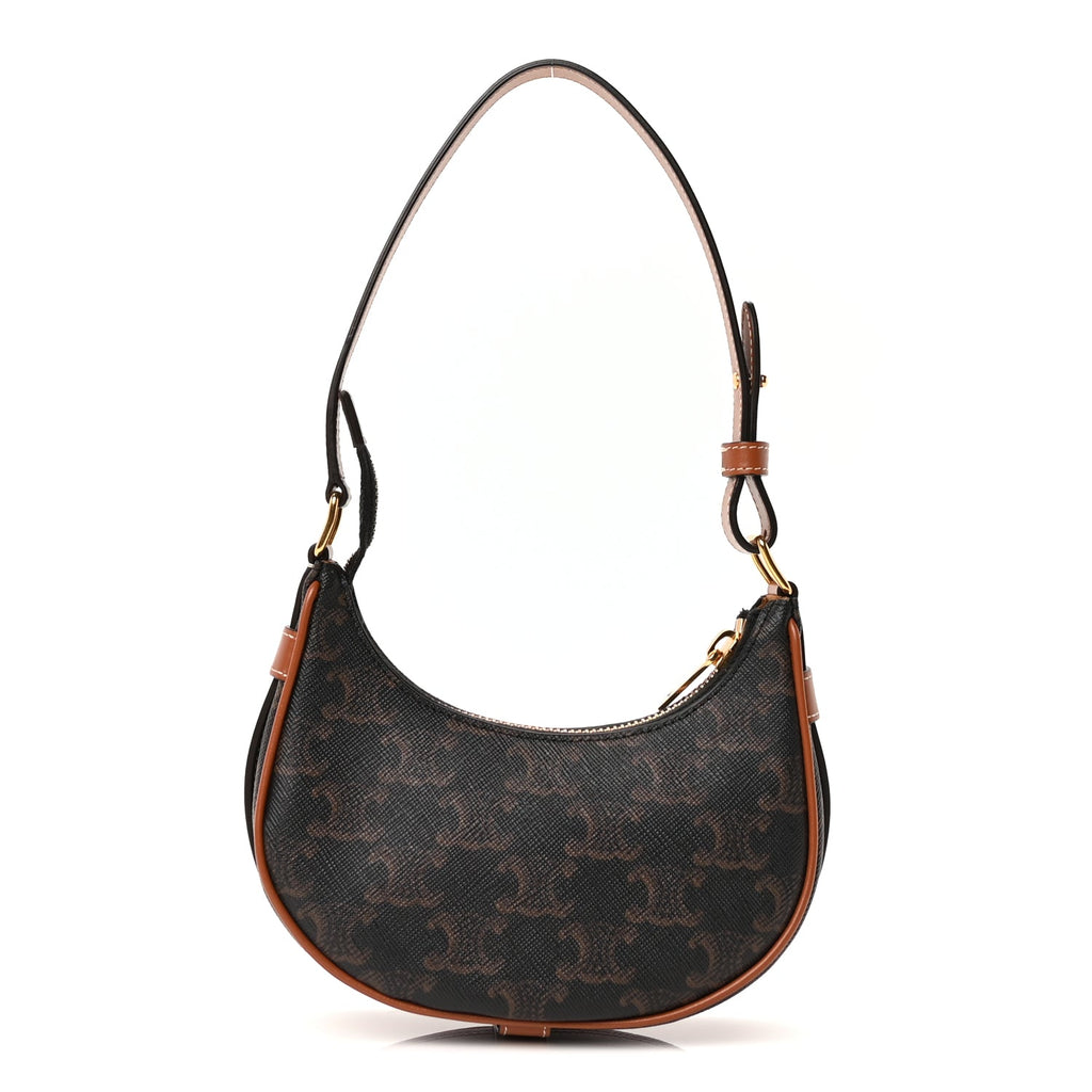Celine Canvas Calfskin Mini Ava Triomphe Shoulder Bag Tan