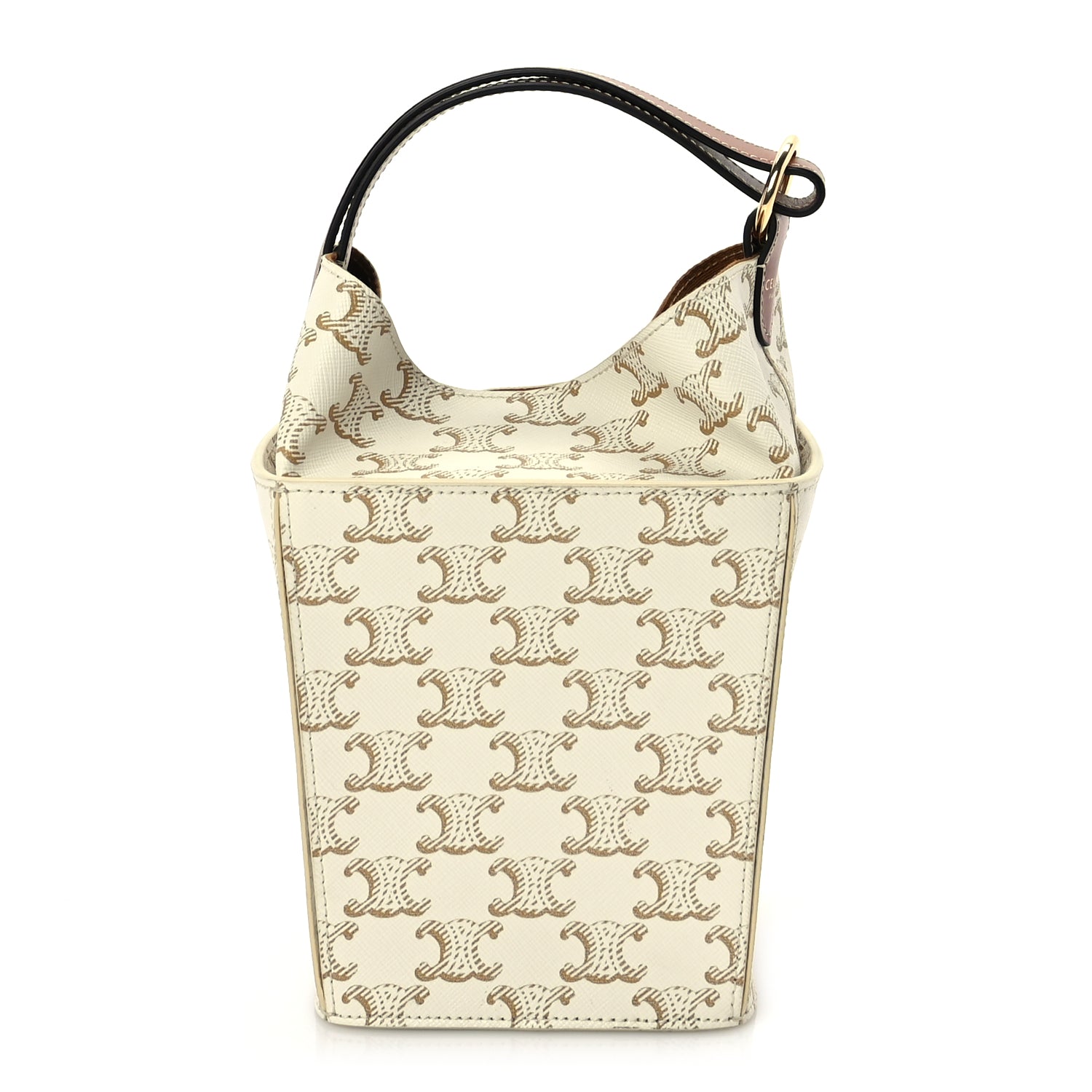 Celine Triomphe Canvas Calfskin Strap Box Bag White