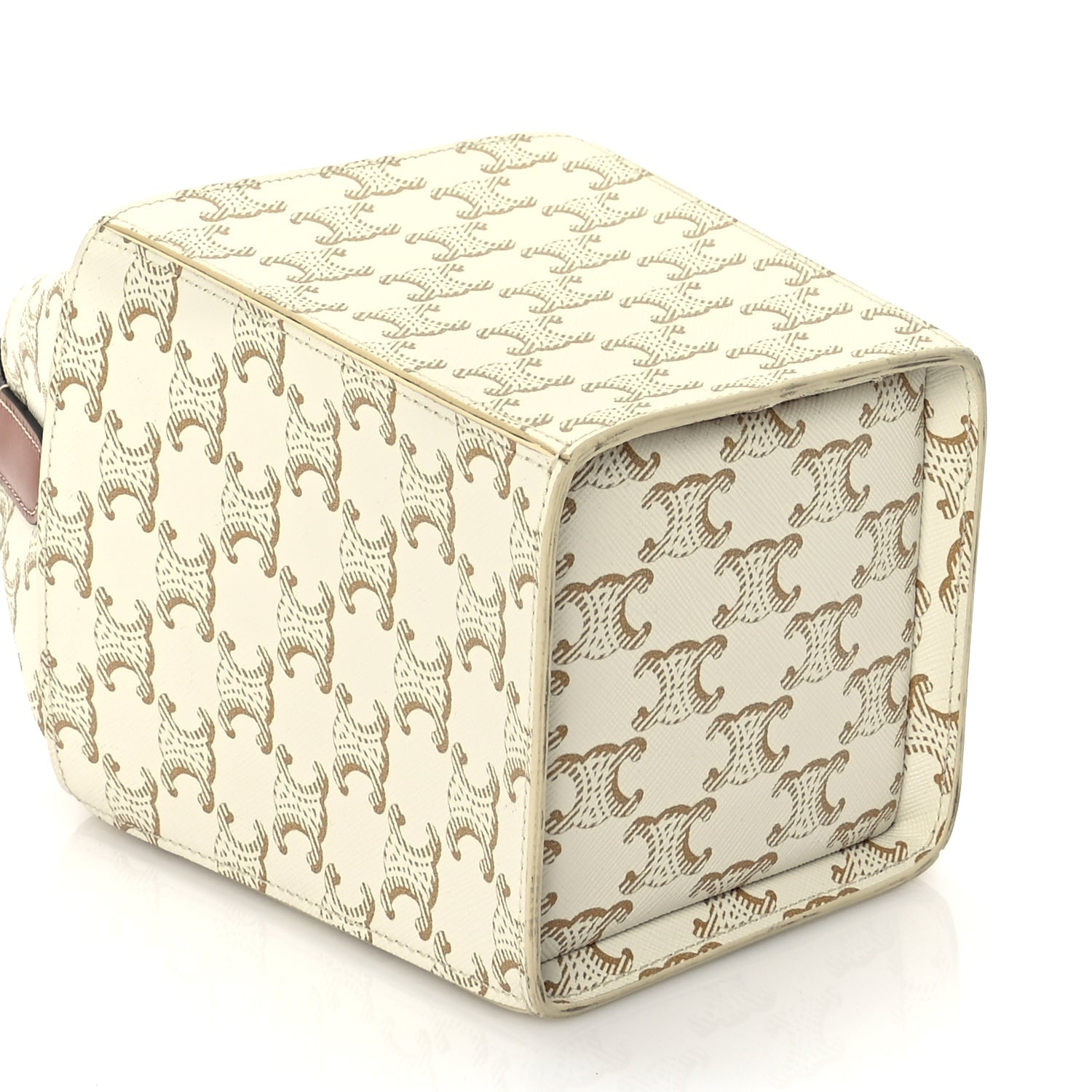 Celine Triomphe Canvas Calfskin Strap Box Bag White