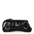 Gucci Nappa Vertical Matelasse Medium Maxi Horsebit Chain Shoulder Bag Black