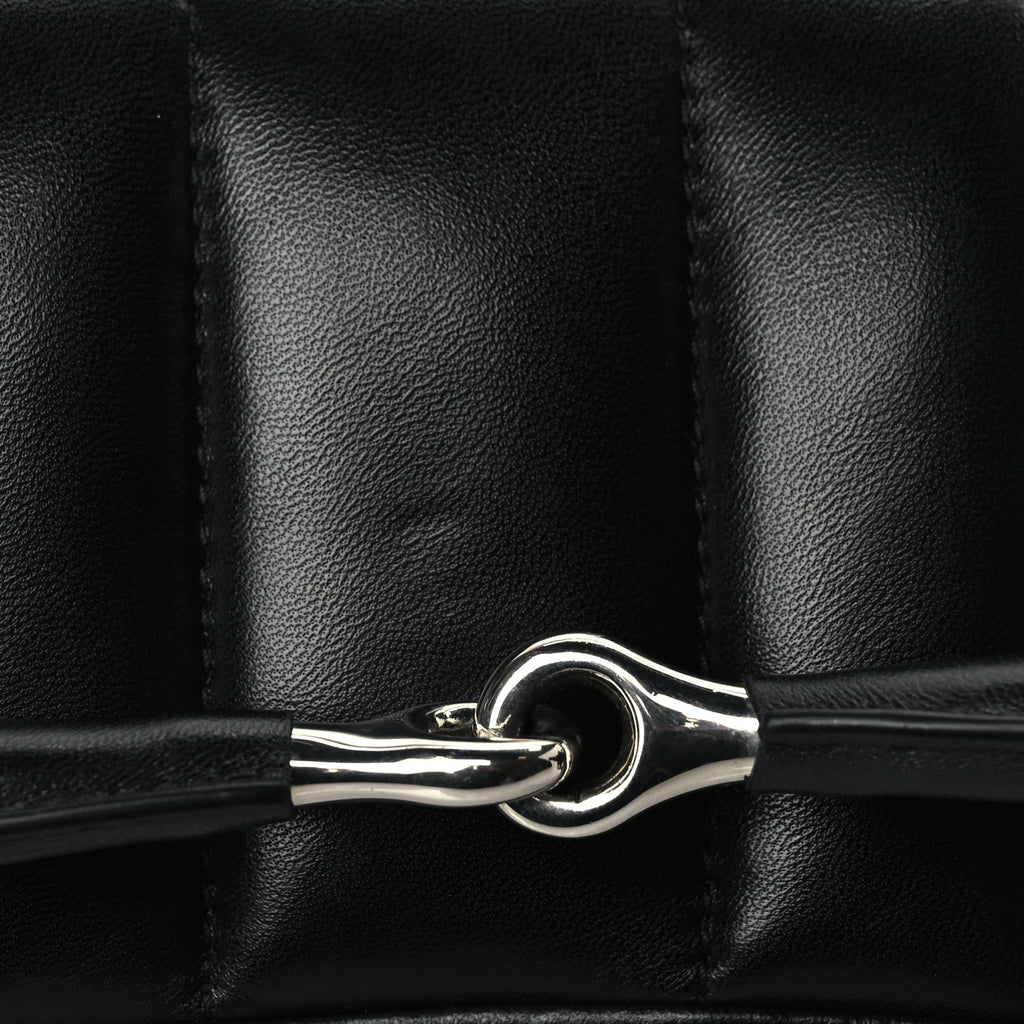 Gucci Nappa Vertical Matelasse Medium Maxi Horsebit Chain Shoulder Bag Black
