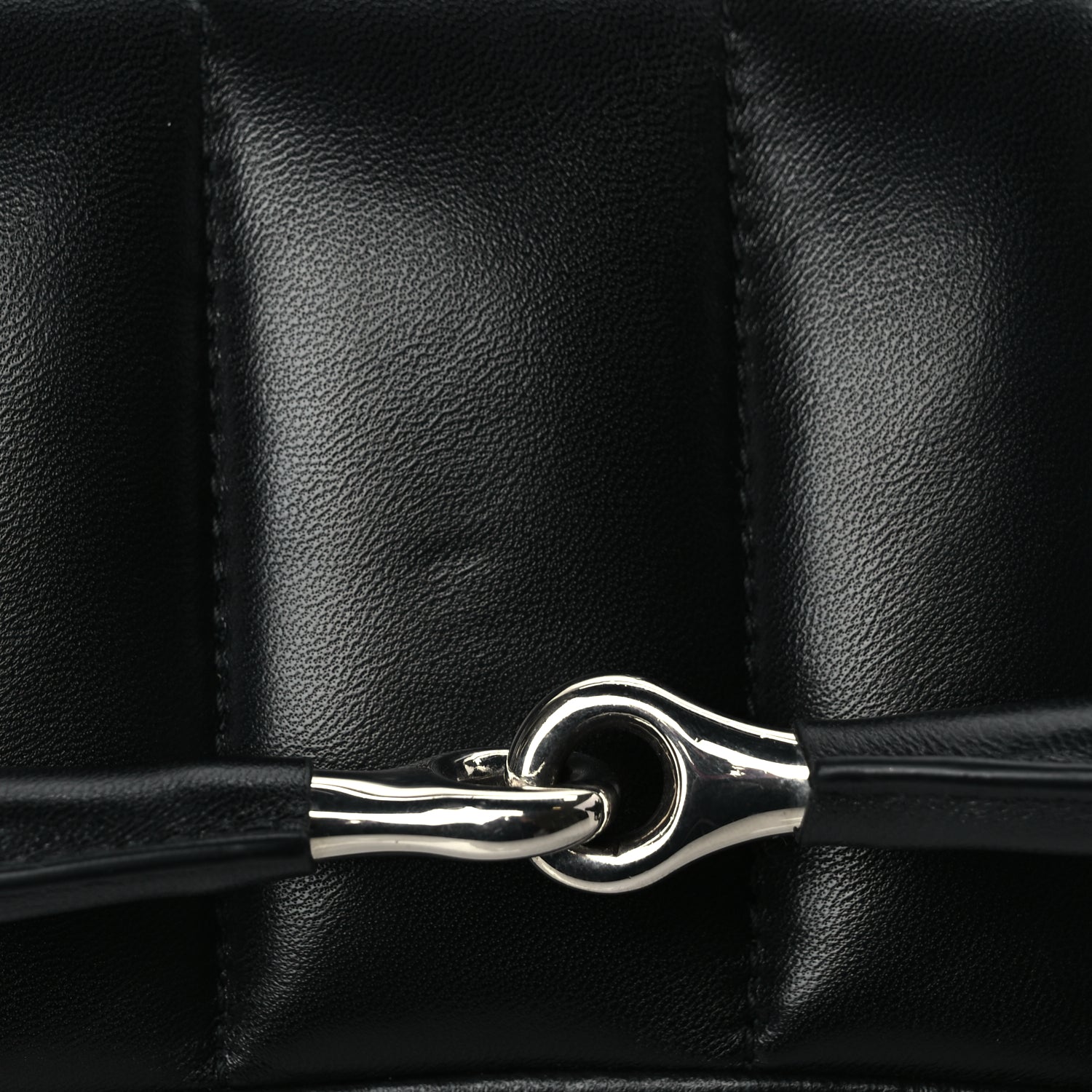 Gucci Nappa Vertical Matelasse Medium Maxi Horsebit Chain Shoulder Bag Black
